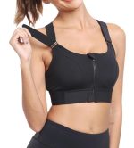 GLAMORAS Women Polyester Spandex High Impact Front Zip Sports Bra Longline Fitness Criss Cross Back Crop Tops for Gym, Yoga & Workout - Size: M-4XL