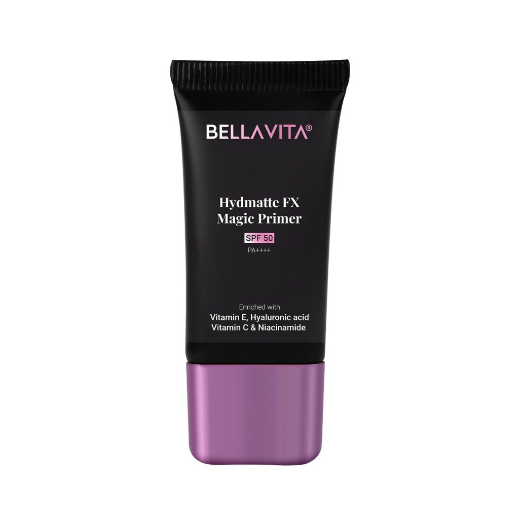 BELLAVITA Hydmatte FX Magic Primer | SPF 50 | Blurs Imperfection | Hydrates Skin | Lightweight Formula Hide Pores | Matte Finish & Oil-Control Primer | Water-Proof & Smoothening | Long-Lasting | 20gm