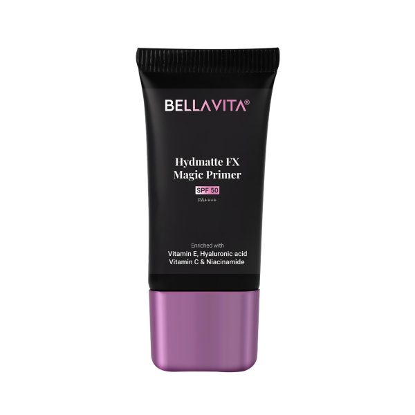 BELLAVITA Hydmatte FX Magic Primer | SPF 50 | Blurs Imperfection | Hydrates Skin | Lightweight Formula Hide Pores | Matte Finish & Oil-Control Primer | Water-Proof & Smoothening | Long-Lasting | 20gm