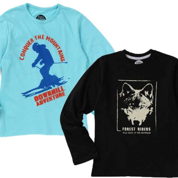 Cub McPaws Boys Forest at Downhill Pack of 2 Cotton Tshirt 4-12 Years