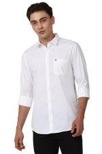 Peter England Men's Slim Fit Full Sleeve Cotton Solid Casual Shirt with Pocket