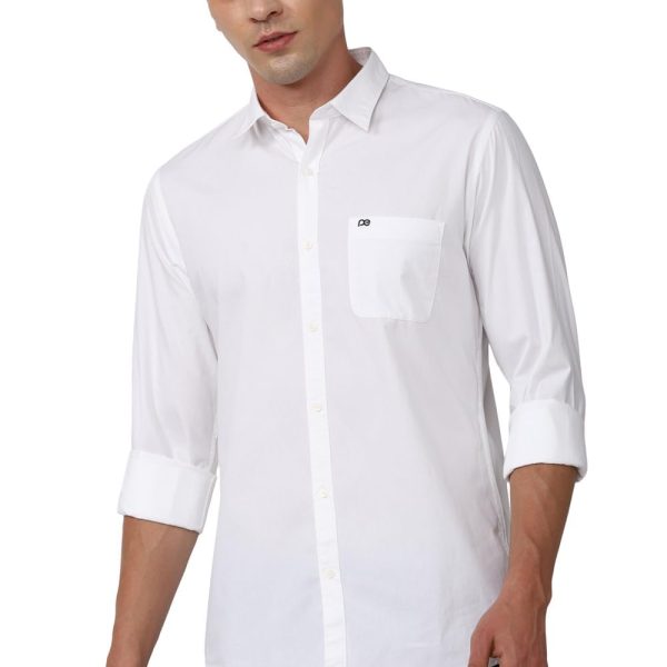 Peter England Men's Slim Fit Full Sleeve Cotton Solid Casual Shirt with Pocket