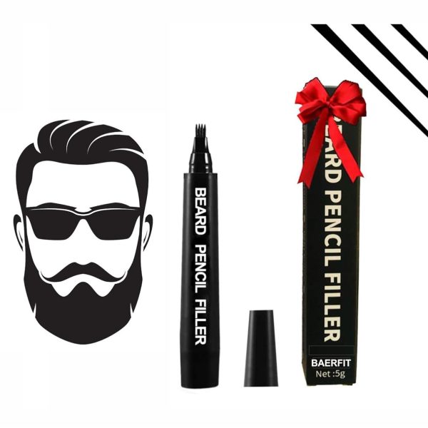 BOGOTA Beard Color Pencil for Men - Black Beard Pen & Dye for Long Lasting Coverage, Enhances Facial Hair, Moustache & Eyebrows