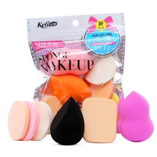 Pack of 6 Professional Beauty Blender Sponge for Face Makeup with Cotton Pad and Powder Puff Perfect for Women's & Girls Makeup | Beauty Blender Set - Soft, Latex-Free, Reusable & Washable