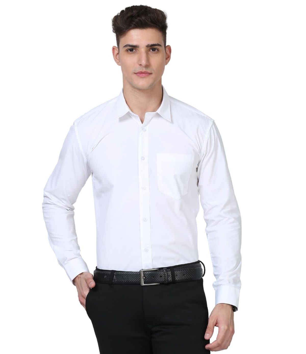 Scott International Shirt for Men, Solid Full Sleeves Shirt, Wrinkle Free Mens Shirts, Cotton Formal Shirts, Regular Fit Stylish Mens Shirt, Plain Formal Shirts for Men