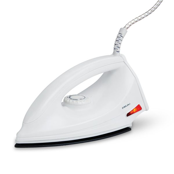 Bajaj DX-6 1000 Watts Dry Iron with Advance Soleplate and Anti-bacterial German Coating Technology, White, Plastic