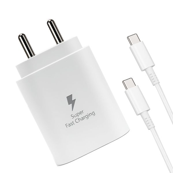 25W Super Fast Charger Adapter & Type C Cable Compatible with Samsung Galaxy S25, S24, S23, S22, S21(Ultra/Fe), M35, M15, M06, M05, M56, A55 5G, A35 5G, A15, F15, F14(Z/S/A/M/F Series)