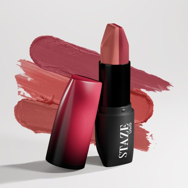 Staze 9To9 3 In 1 Matte Lipstick | 3 Unique Shades In 1 | 12 HRS Long Lasting, Transferproof | Non-Drying Formula With Intense Color Payoff | 03 Caramel Rose | 3.8 G
