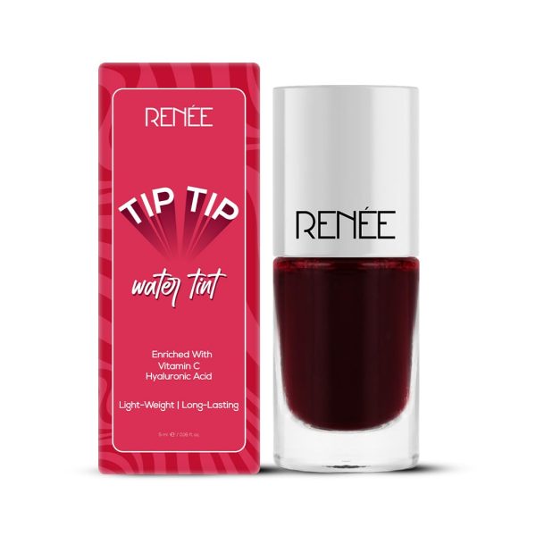 RENEE Tip Tip Water Tint - Cherry Whirl, Stain for Lip & Cheeks, Long Lasting, Lightweight Soft Tint, Matte Dewy Effect Finish, Natural Flushed Look, Vitamin C & Hyaluronic Acid, 5ml