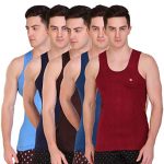 T.T. Men Solid Dyed Regular Fit Vest Pack Of 5
