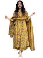 Royal Export Women's Viscose Floral Printed Anarkali Kurta with Palazzo Pants & Dupatta - Ethnic Wear