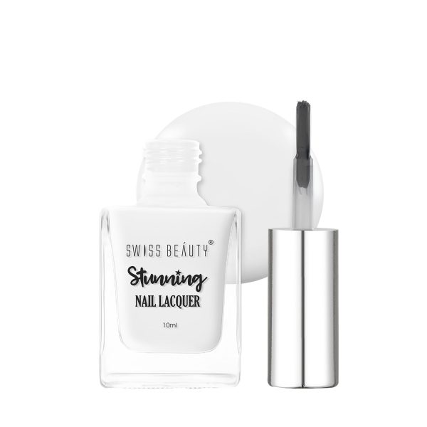 Swiss Beauty Stunning Nail Lacquer Matte Finish | Chip Resistant, Quick drying nail paint | Highly Pigmented with high shine Nail polish | Shade - Clear as Day, 10 ml