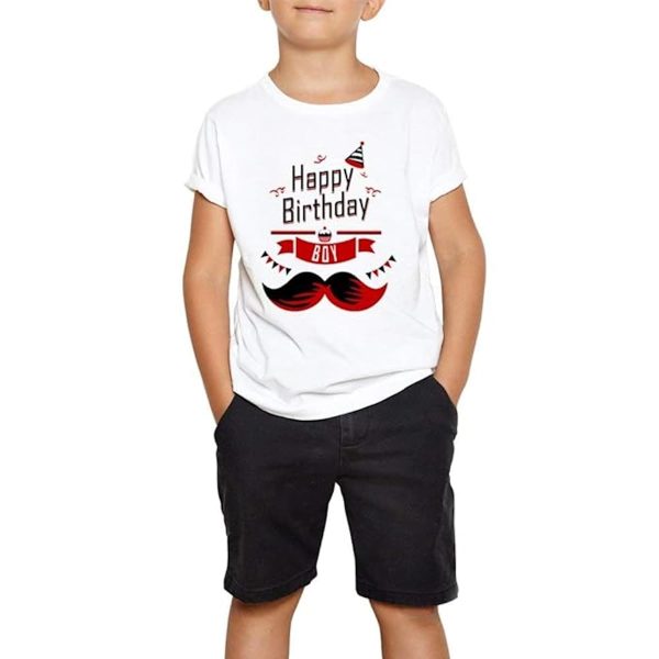 Double F Branded Fun Birthday T-Shirt for Kids, Round Neck, Cotton, Half Sleeve, Bio Wash, Printed Design