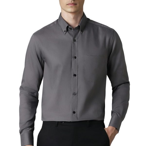 Louis Philippe Men's Cotton Regular Fit Solid All Day Comfort Effortless Ironing Shirt
