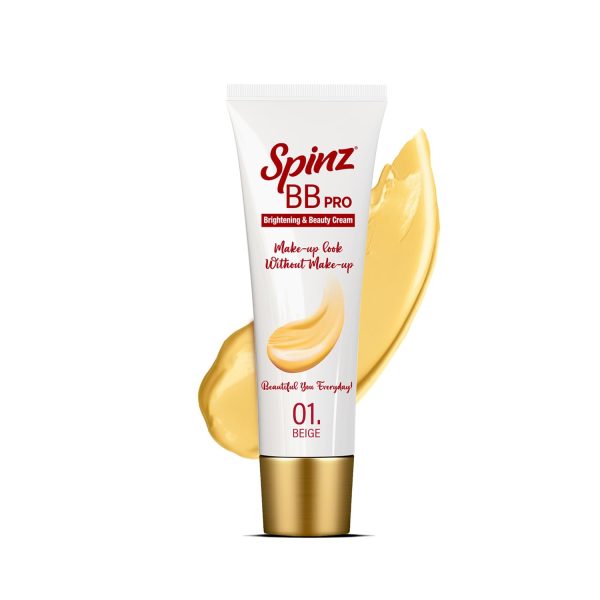 SpinZ Bb Pro Brightening & Beauty Full Coverage Radiant Face Cream With Spf 20 Pa++ (Beige 01) All-In-One Daily Cream With Silky Smooth Formula Instant Brightness, Covers Dark Spots (29G)