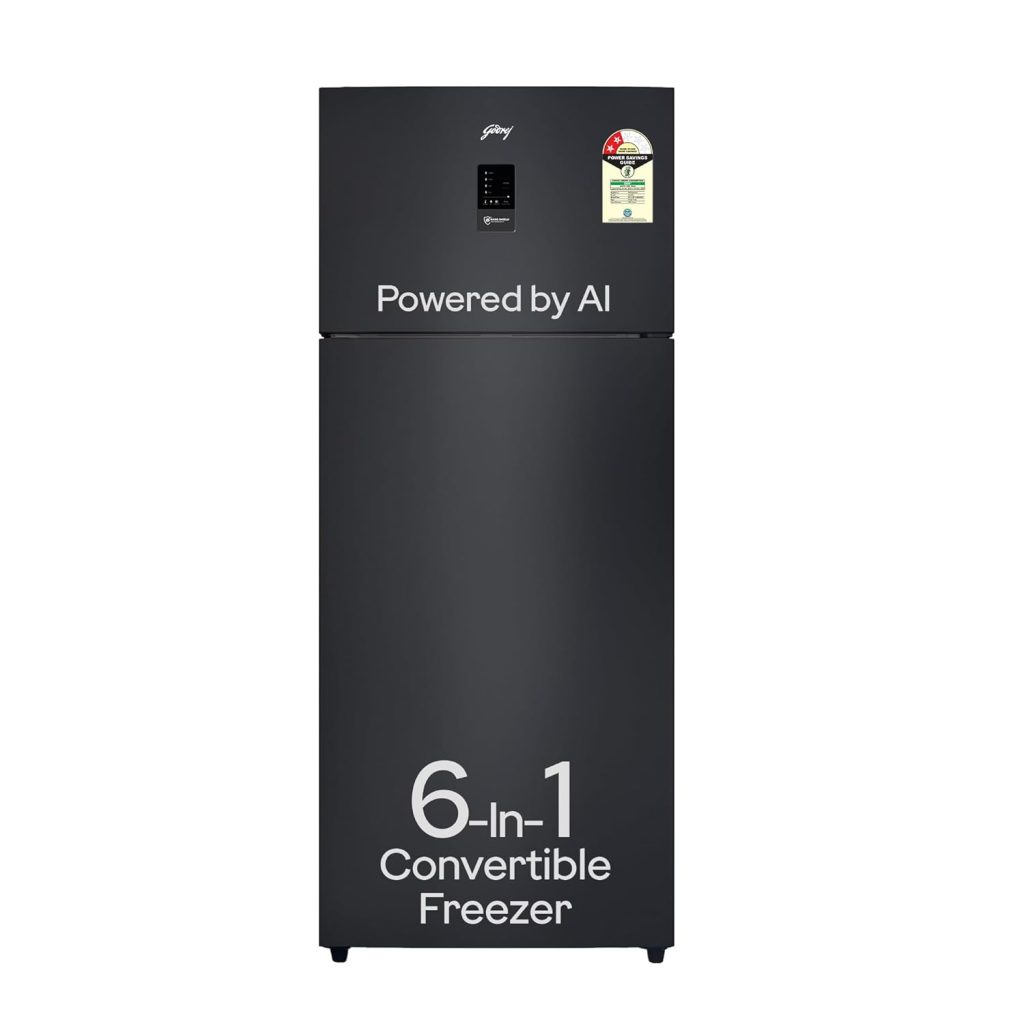 Godrej 436 L 2 Star With AI Tech, 95%+ Food Surface Disinfection With Nano Shield Technology Inverter Frost Free Double Door Regalis Refrigerator (RF EON 438B RCI MT BK, Matt Black)