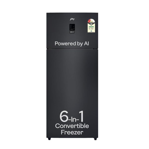 Godrej 436 L 2 Star With AI Tech, 95%+ Food Surface Disinfection With Nano Shield Technology Inverter Frost Free Double Door Regalis Refrigerator (RF EON 438B RCI MT BK, Matt Black)