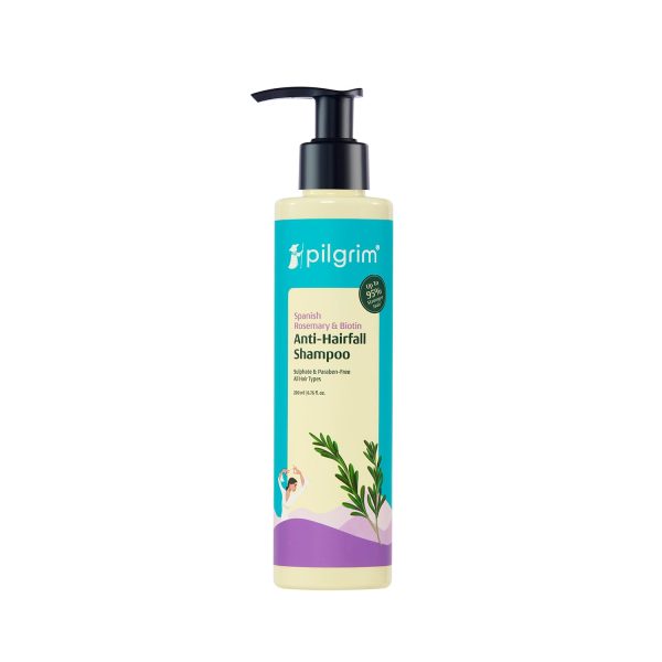 Pilgrim Spanish Rosemary & Biotin Anti Hairfall Shampoo for Reducing Hair Loss & Breakage 200ml | Rosemary shampoo for hair growth | Upto 95% stronger hairs | For all hair types | For Men & Women