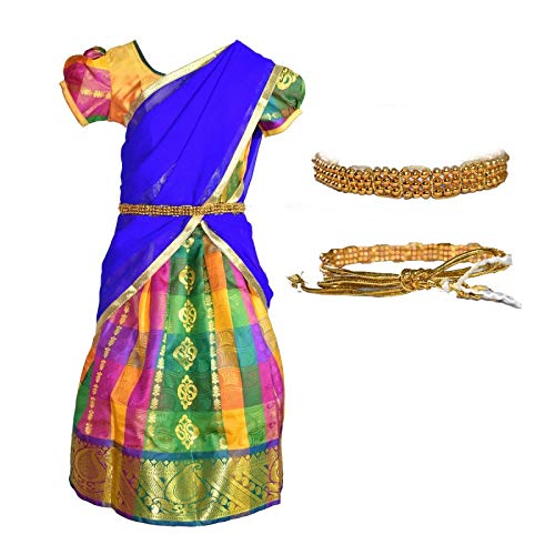 AMIRTHA FASHION Girls Traditional Lehenga Choli RUDHURA HALF SAREES WITH WAIST BELT (AMFRHSGB)