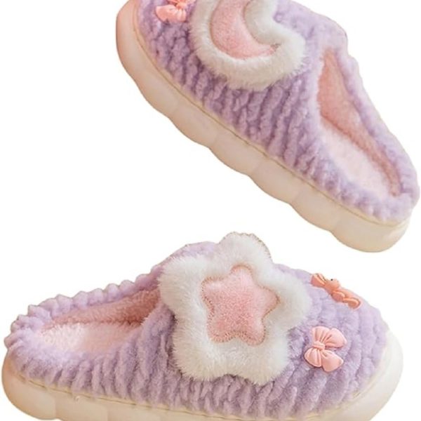 Panihari Warm Slipper for Women's Fur Closed Toe Intresting Star Winter Fashion for House & Bedroom Home Indoor Outdoor Sandals (1 Pair)