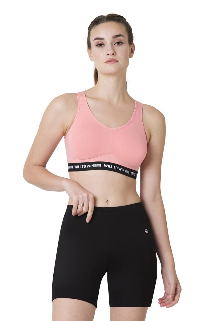 Van Heusen Women's Cotton Non-Padded Wireless Light Impact Sports Bra - Anti Bacterial, Full Coverage
