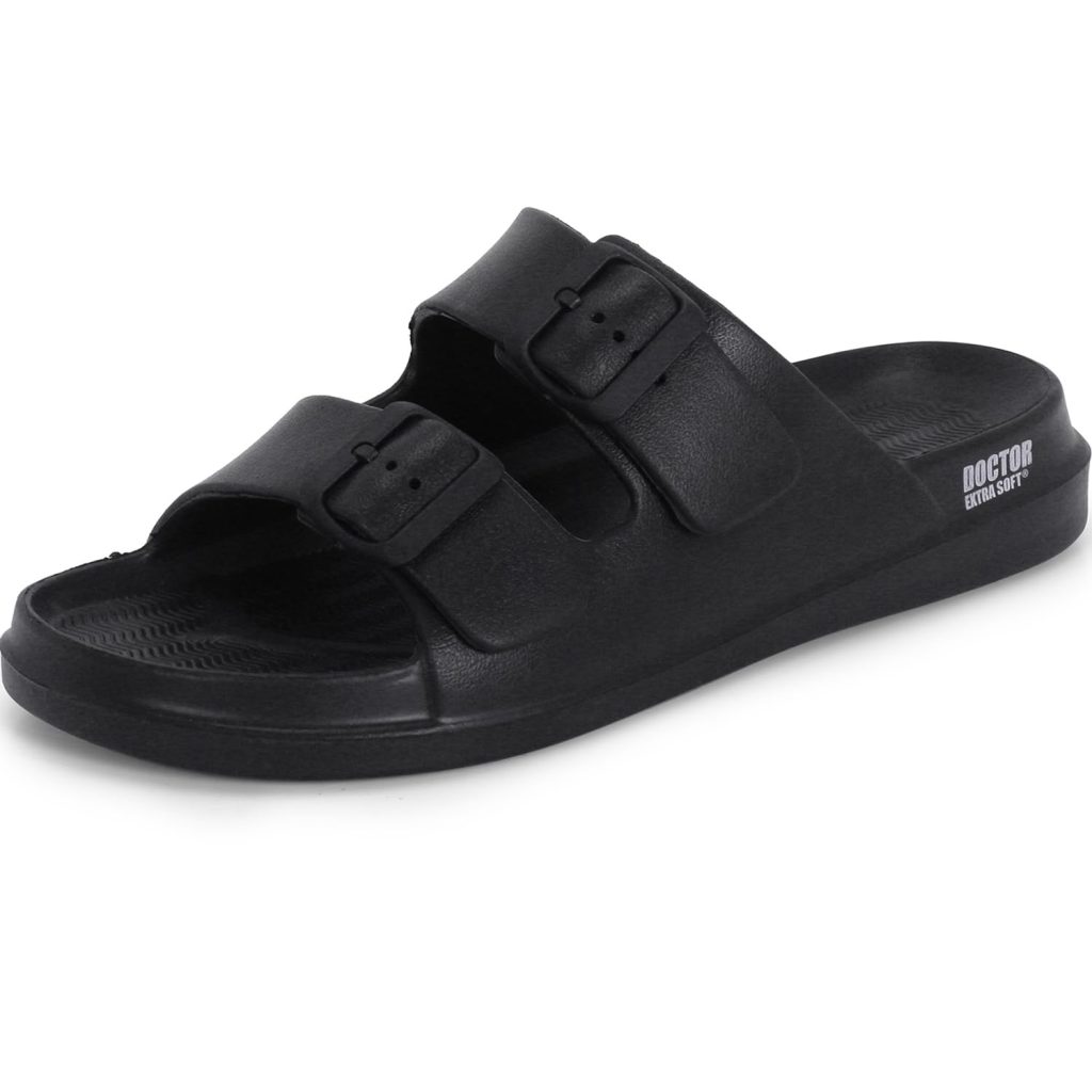 DOCTOR EXTRA SOFT Men's Classic Cushion Sliders/Slippers with Adjustable Buckle Strap for Adult | Comfortable & LightWeight |Stylish & Anti-Skid| Waterproof & Everyday Flip Flops for Gents & Boys D-505