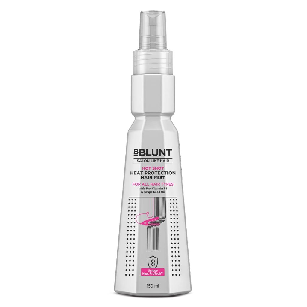 Bblunt Hot Shot Heat Protection Hair Mist | With Grapeseed Oil & Provitamin B5 | No Sulphate, No Paraben, No SLS | Designed for Indian Hair | Prevents Damage | Upto 230° Celsius Protection | For Men & Women | 150 ml