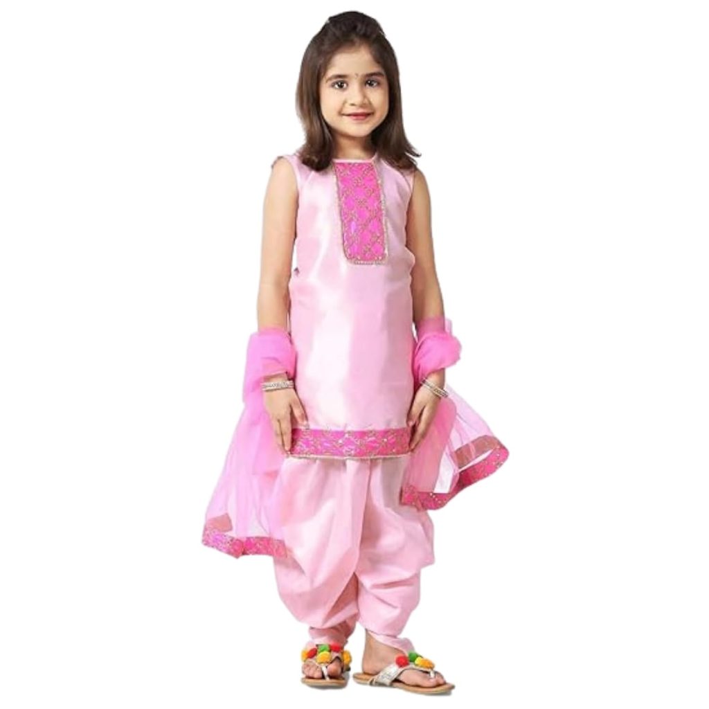 Angel f Studio Girls' Raw Silk Salwar Suit