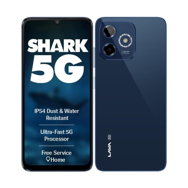 Lava Shark 5G (Steller Blue, 4GB RAM, 64GB Storage) |Bigger 6.75" HD+ Notch Display | Octacore 5G Processor | 13 MP AI Camera |5000 mAh Battery| IP54 Rated Dust & Water Splash Proof