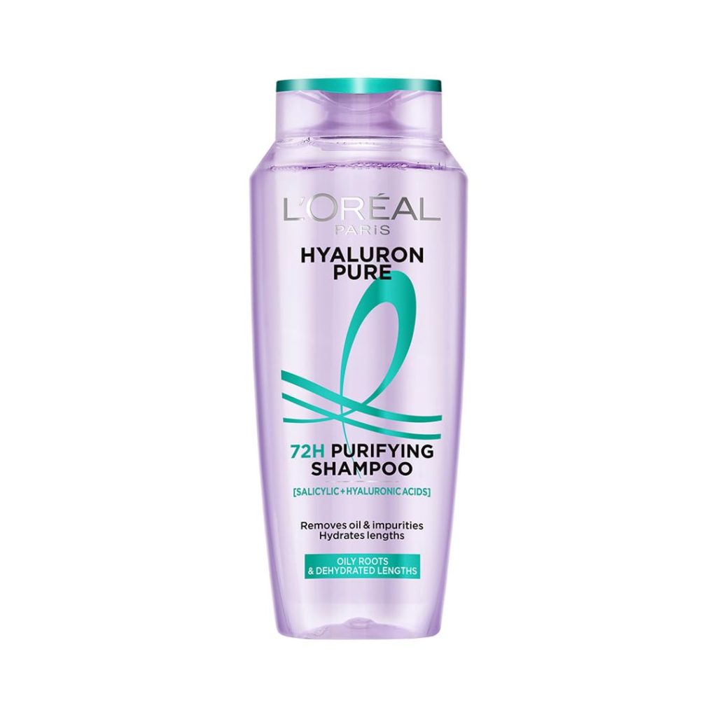 L’Oréal Paris Hyaluron Pure 72H Purifying Shampoo, For oily scalp & dry hair with salicylic and hyaluronic acid, 200 ml