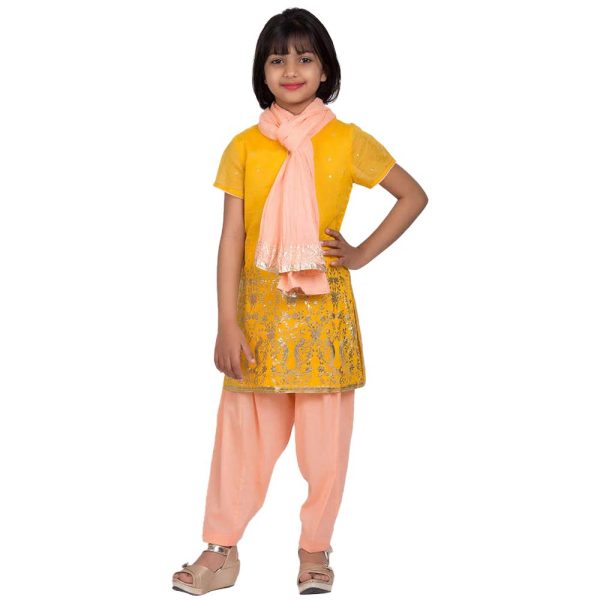 BIBA Girls Synthetic Printed Salwar Suit Set