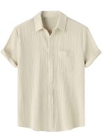 TAGDO Men's Solid Shirt with Chest Pocket Short Sleeve Shirt for Summer Outdoor Activities (5182)