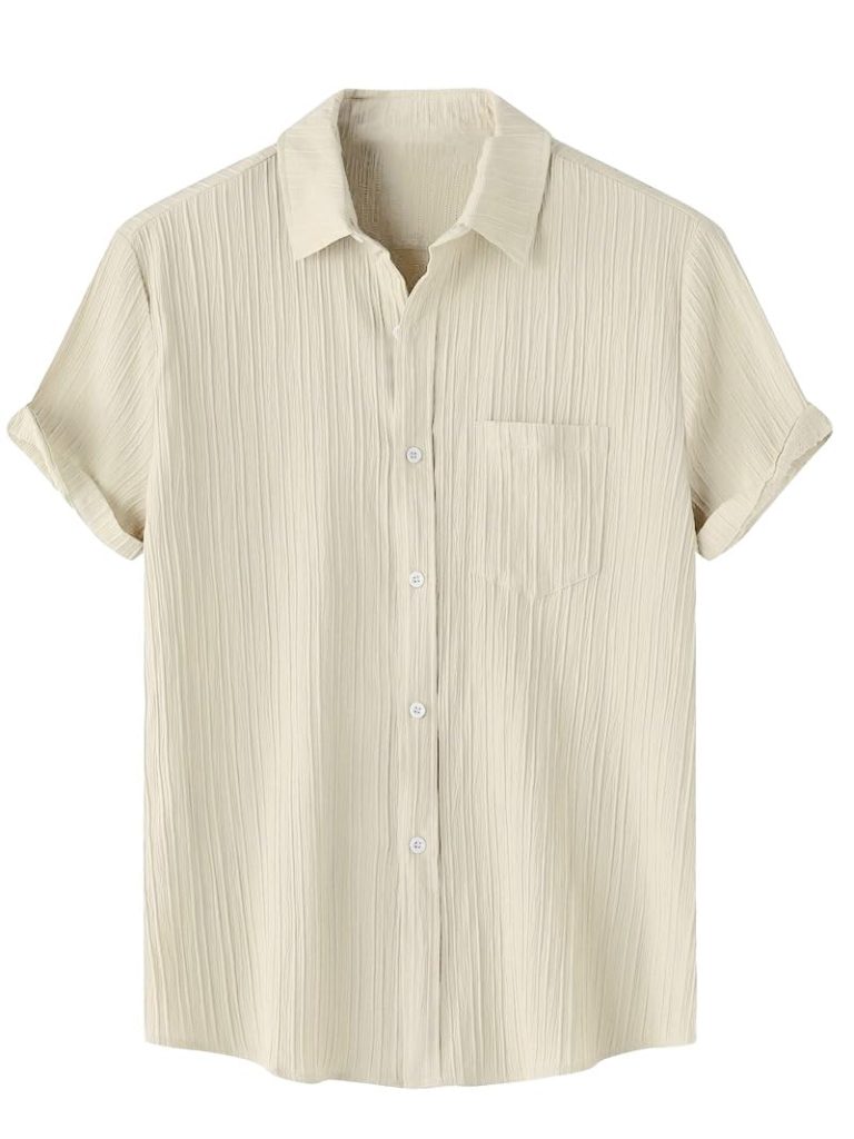TAGDO Men's Solid Shirt with Chest Pocket Short Sleeve Shirt for Summer Outdoor Activities (5182)