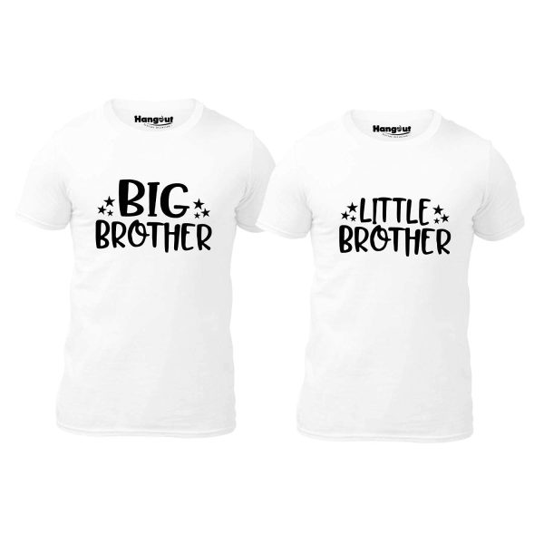 Hangout Hub Cotton Sibling Tshirts for Brothers | Family Kids Boy's Printed Big Brother Little Brother Matching Twinning Tees (Pack of 2)
