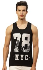 Veirdo® Pure Cotton Sleeveless Regular Fit Front Print Placement Scoop Neck Vest for Men & Boys