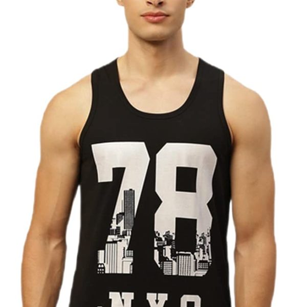 Veirdo® Pure Cotton Sleeveless Regular Fit Front Print Placement Scoop Neck Vest for Men & Boys