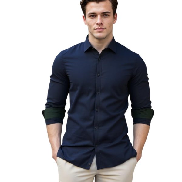 Dennis Lingo Men Solid Spread Collar Full Sleeves Regular Fit Cotton Casual Shirt