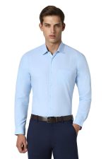 Peter England Men's Everday Regular Fit Solid Shirt | Cotton Rich | 5-Pin Pocketing