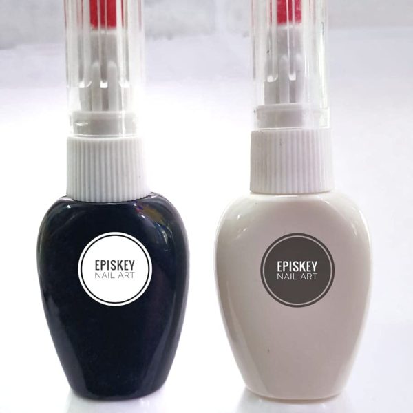 EPISKEY® Nail Art Design Dotting Painting Drawing UV Polish Brush Pen Tools Set Kit Nail Art Pack Of 2 (White Black) (NAIL ART WB)