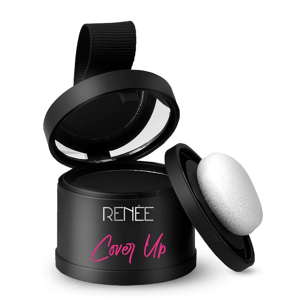 RENEE Cover-Up Hair Powder - Black | Covers Grey Roots & Bald Spots Instantly | Highly Pigmented, Fuller & Denser Look | Long-Lasting | Matte Finish | Fine Powder | Flawless Application | 4gm