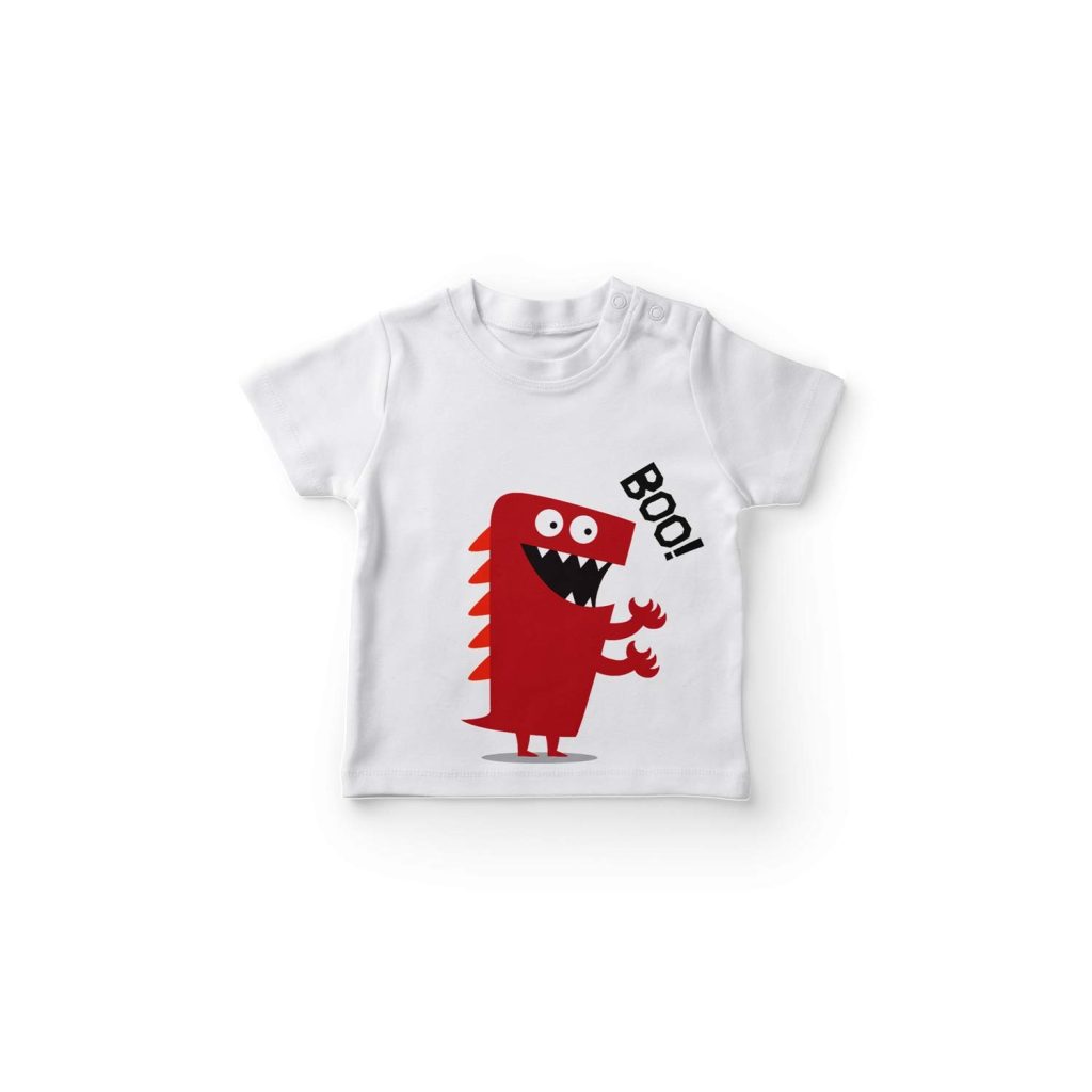 XAGO Solid Casual T-Shirt for Boys Cotton Regular Fit Round Neck Short Sleeve White Monster
