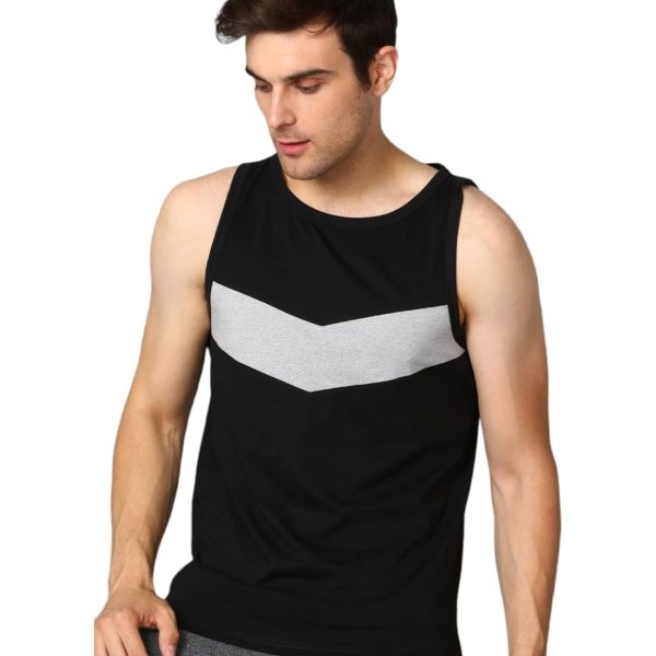 Alan Jones Clothing - Men's Cotton Colorblocked Sleeveless Regular Fit T-shirt