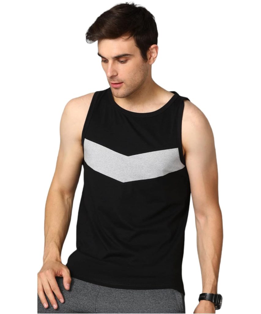 Alan Jones Clothing - Men's Cotton Colorblocked Sleeveless Regular Fit T-shirt