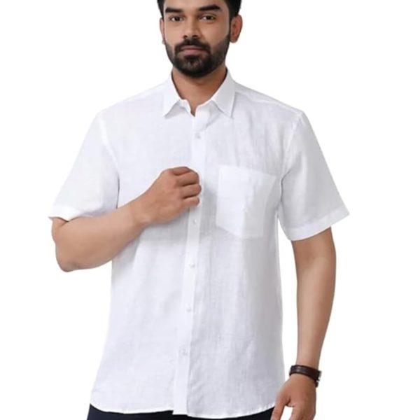 Men's Pure Khadi Cotton Regular Fit Half Sleeves Solid Casual Shirt | Lightweight Summer Wear
