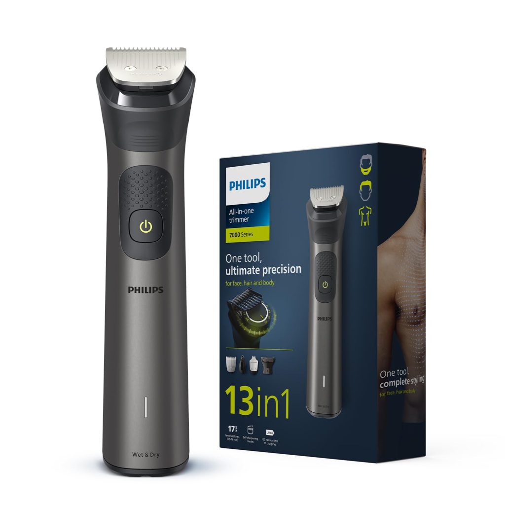 Philips India's No.1 Men's Trimmer| Patented Twin Trim Blades I Precision Trimming, 13-in-1 Modern Man Kit -Face, Body & Private Parts I 120Min Runtime I 5 min Quick Charge MG7920/65