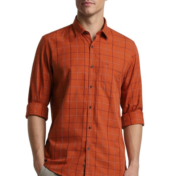 Peter England Men's Checkered Casual Everyday Full Sleeve Shirt | 100% Cotton