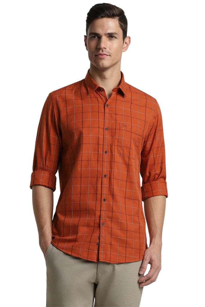 Peter England Men's Checkered Casual Everyday Full Sleeve Shirt | 100% Cotton