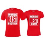 Hangout Hub Family-Sibling- Kids Boy's & Girl's Cotton Printed Regular Fit T-Shirts (Pack of 2) Worlds Best Brother Worlds Best Sister Matching Twinning Tees