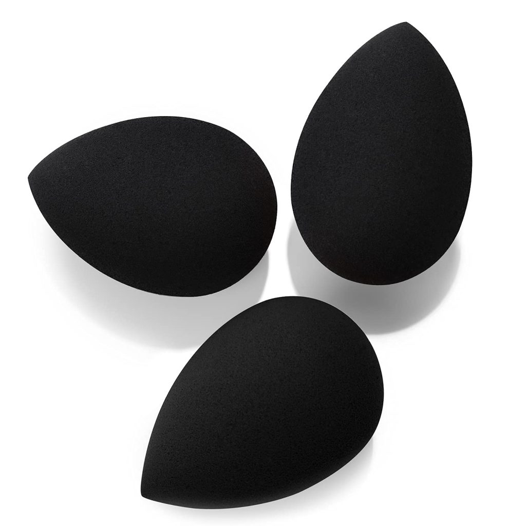 Larbois 3-Pack Beauty Blender Foundation Blending Egg Sponge, Professional Beauty Makeup Sponge Set for Dry & Wet Use (Black)