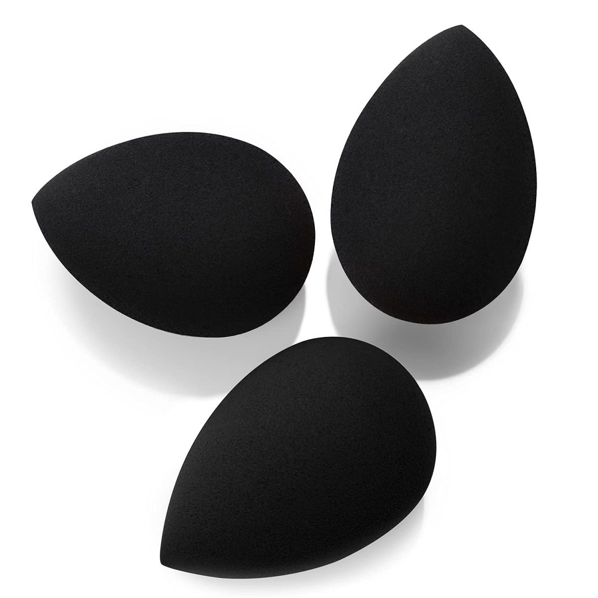 Larbois 3-Pack Beauty Blender Foundation Blending Egg Sponge, Professional Beauty Makeup Sponge Set for Dry & Wet Use (Black)